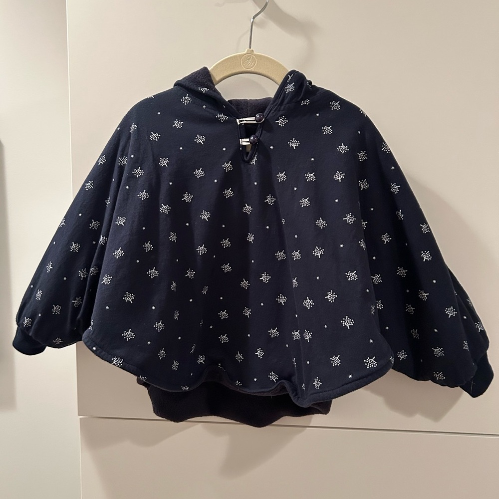 Navy Kids Hooded Poncho